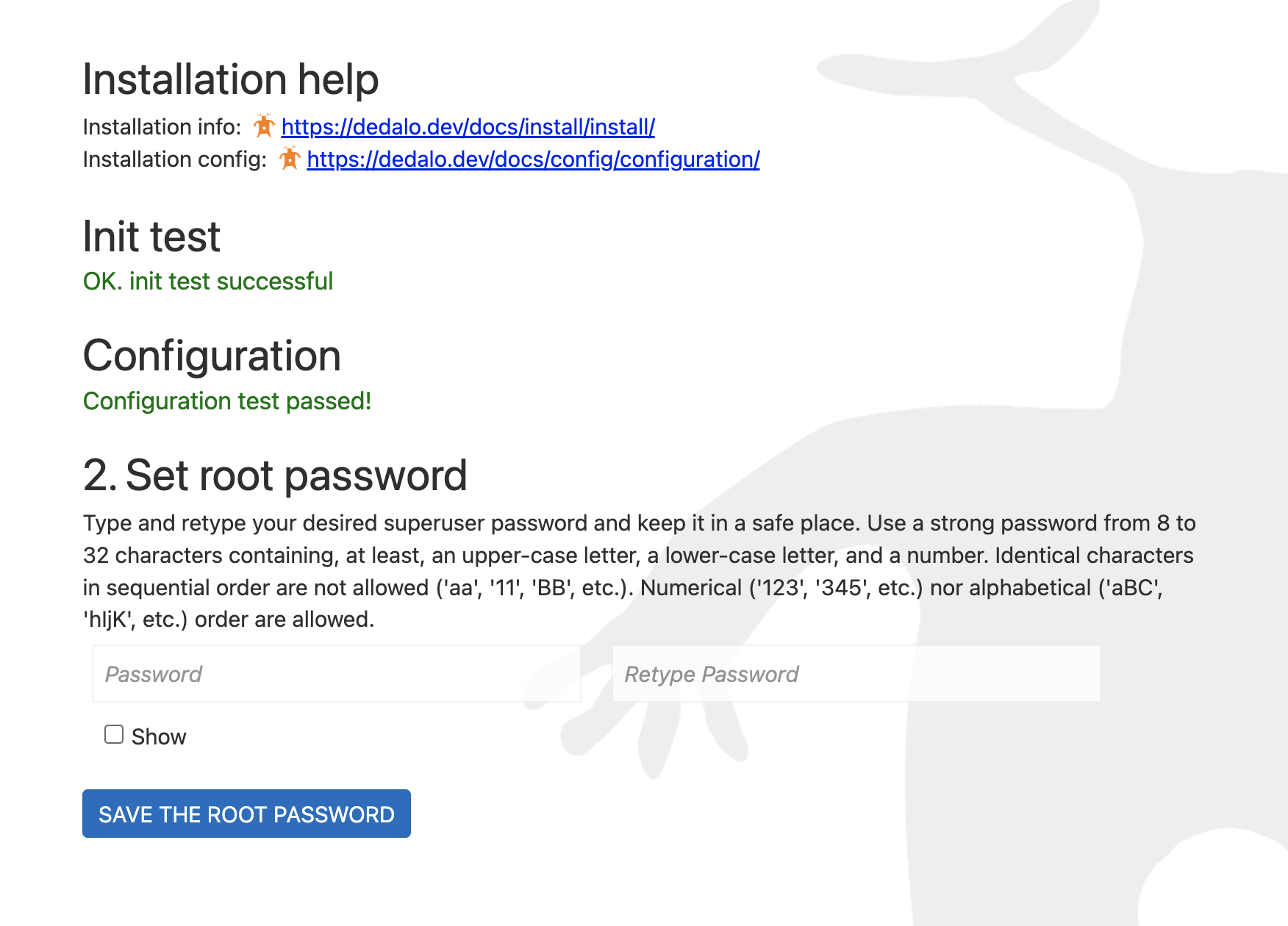 Setting the root password