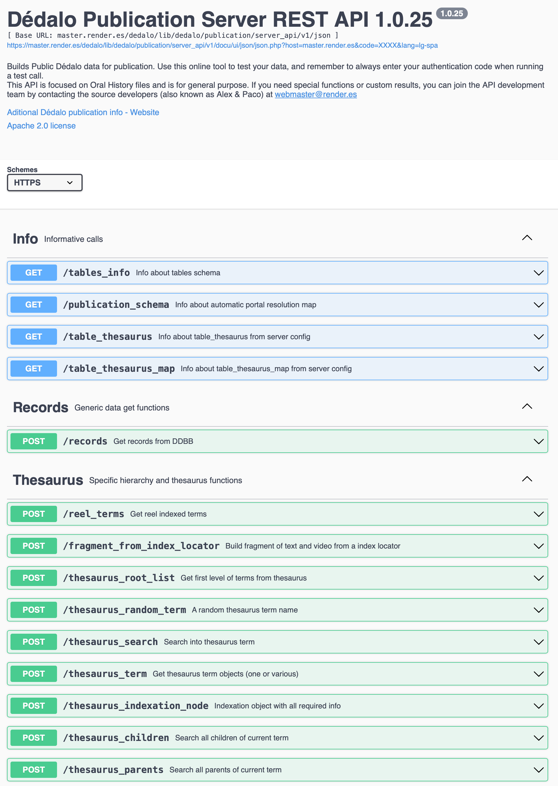 Server API UI