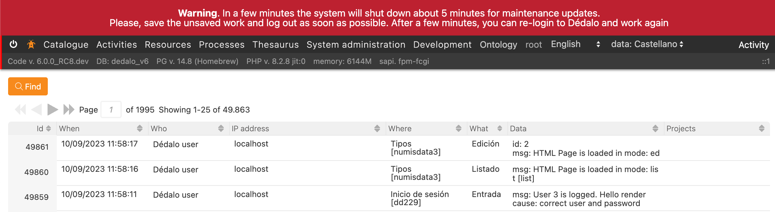 see the activity section